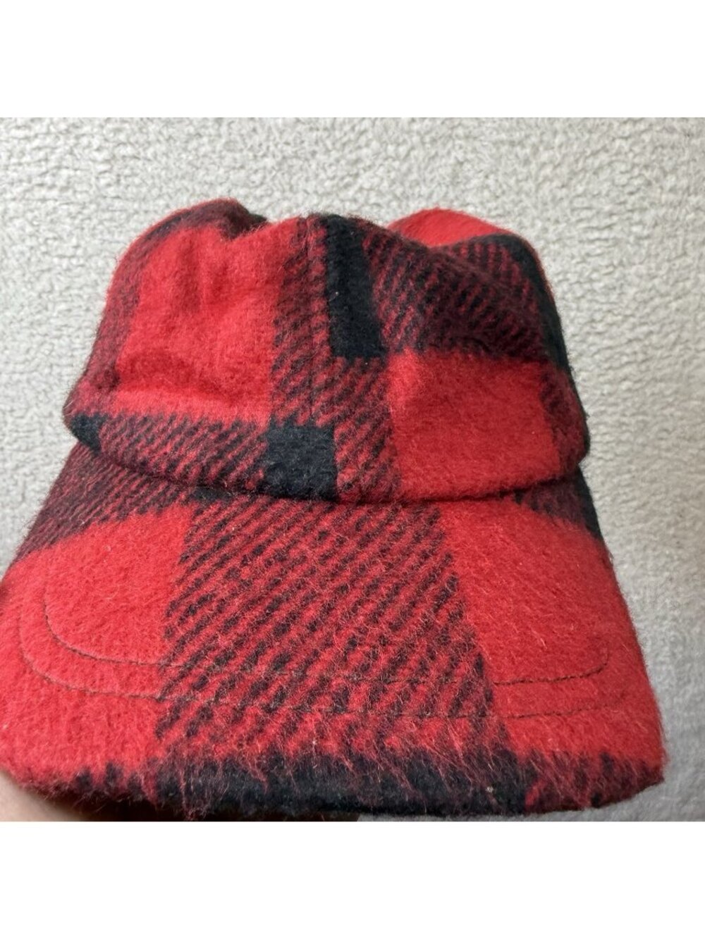 Mercury American‎ Hat Cap Medium Red Black Buffalo Plaid  Trapper Ear Flaps Vtg